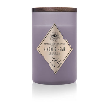 Manly Indulgence Hinoki & Hemp Scented Jar Candle, Rebel Collection, 2 Wick, Purple, 22 oz - Up to 120 Hours Burn