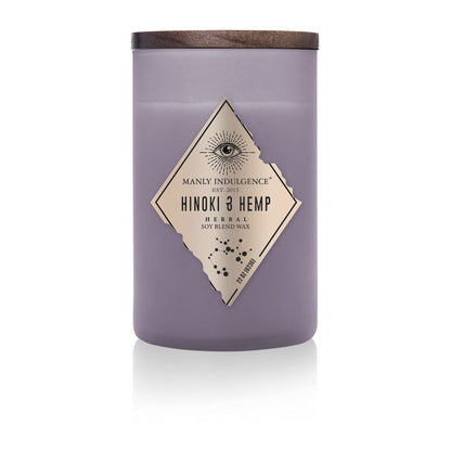 Manly Indulgence Hinoki & Hemp Scented Jar Candle, Rebel Collection, 2 Wick, Purple, 22 oz - Up to 120 Hours Burn