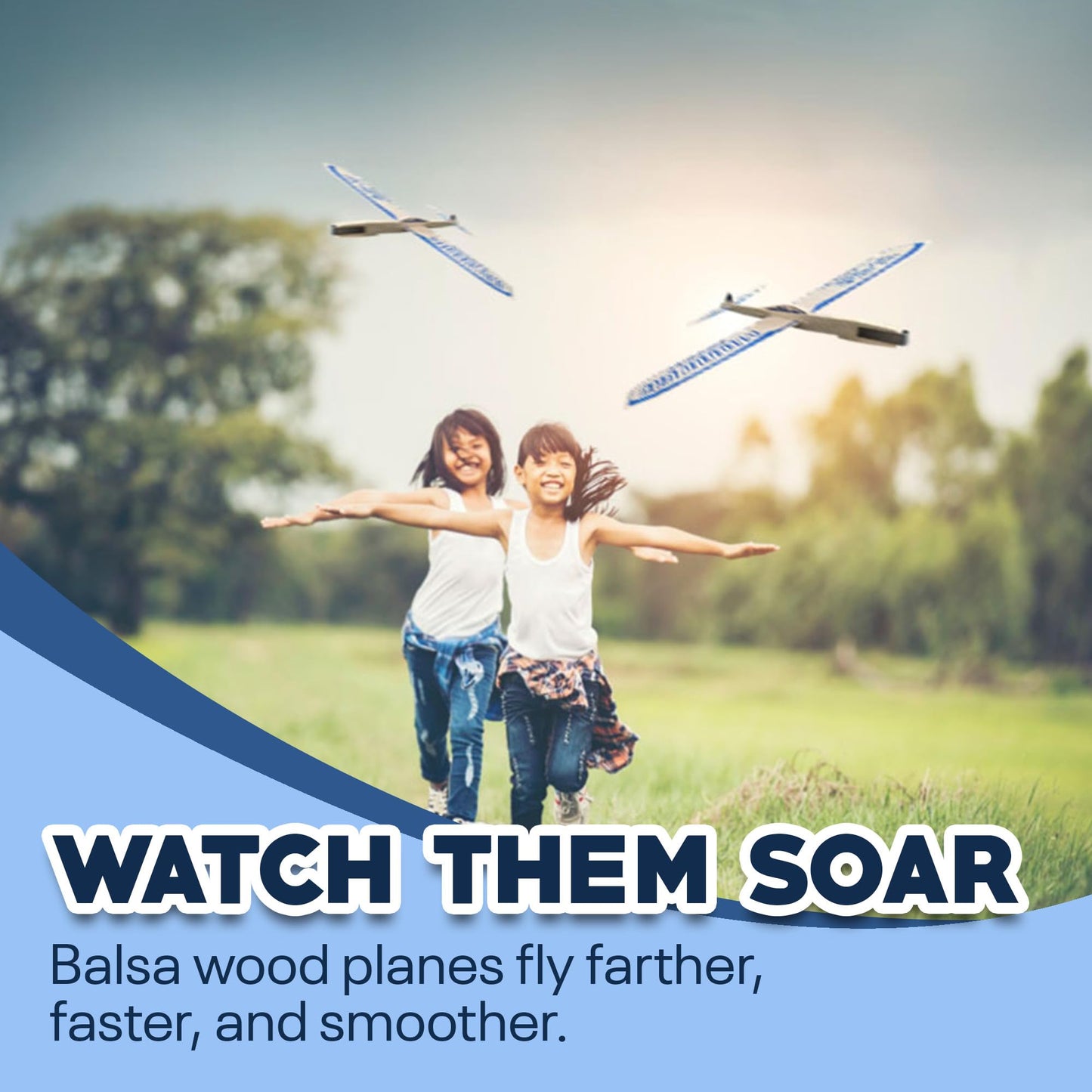 GRANITE MOUNTAIN PRODUCTS Balsa Wood Airplane Kits | Plane Toys Set - 2 Sling Shot Gliders | Pack of 2 Rubber Band Launched BalsaWood Gliders | Outdoor Party Favors, Parties, and BBQ's