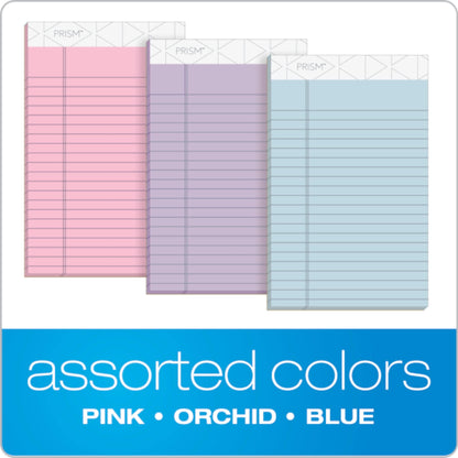 TOPS 5 x 8 Legal Pads, 6 Pack, Prism Brand, 2 Pink/2 Blue/2 Purple, Narrow Ruled, 50 Sheets Per Writing Pad, Made in USA (63016)