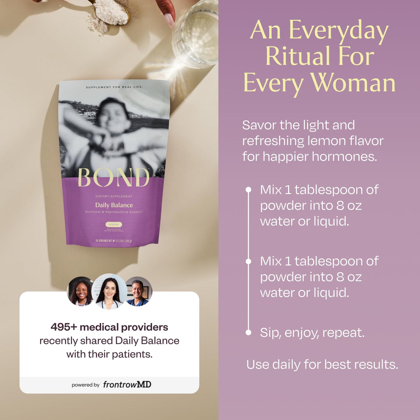 BOND Prenatal Vitamin Drink Mix for Women with Iron, Supports Hormone Balance, Folate & B12 for Energy & Calm Mood, Plant-Based Omega-3 for Cognitive Support, Magnesium, D3, B6, Non-GMO, 30-day Supply