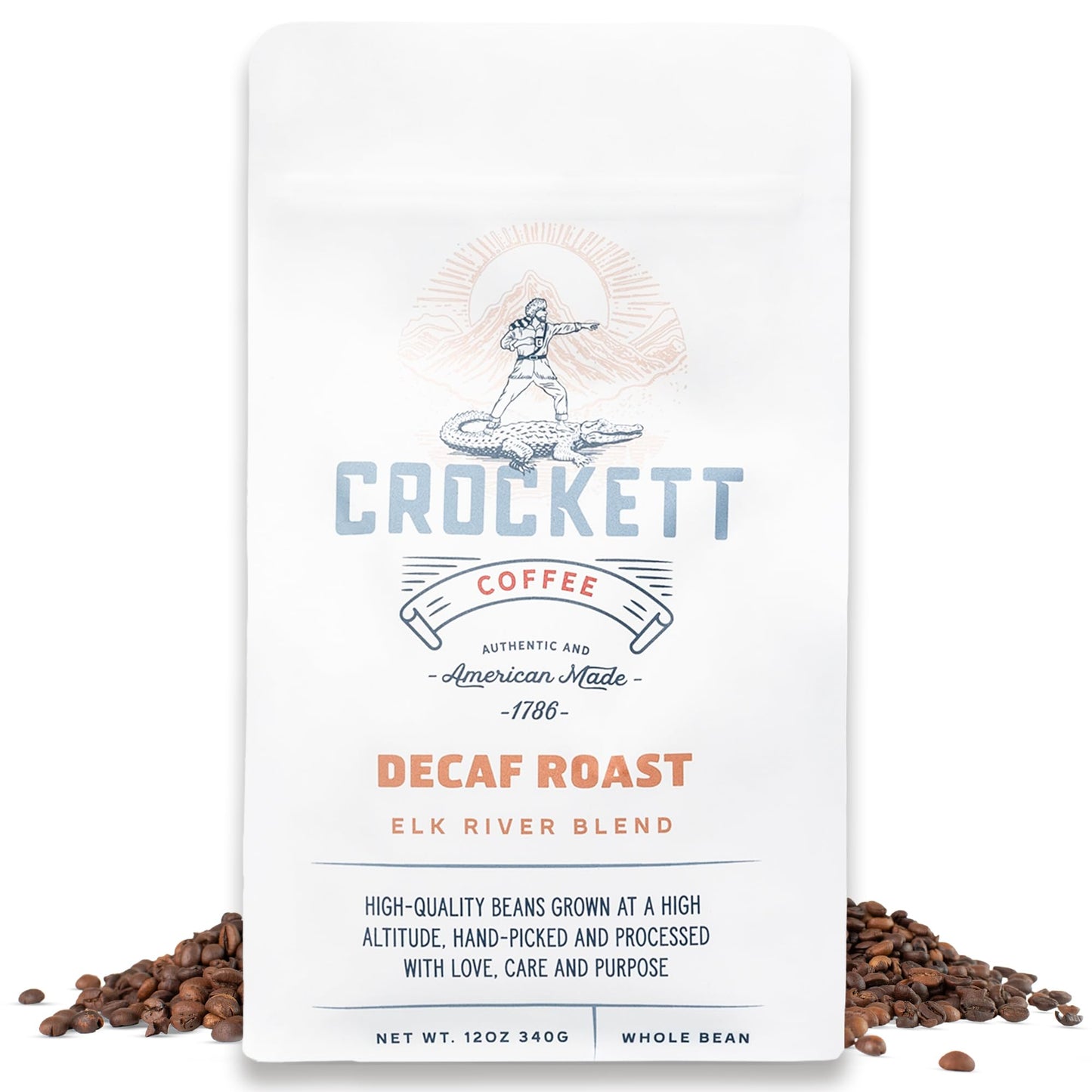 Crockett Whole Bean Coffee – Decaf Whole Coffee Beans with Bold Flavor, Smooth Finish & Full-Body Aroma – Perfect for Calm Energy, Late-Night Sipping & Guilt-Free Brewing