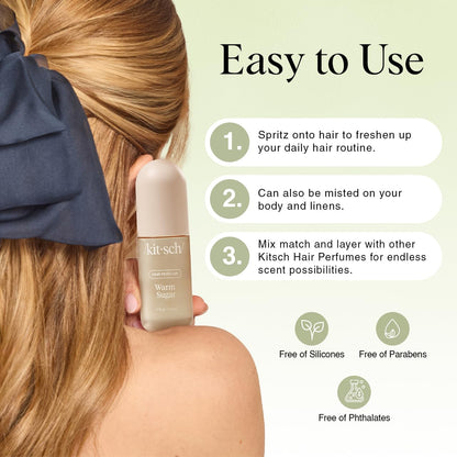 Kitsch Pistachio Latte Hair Perfume for Women - Hair Spray & Body Mist - Clean, Deodorizing & Patented Odor-Eliminating Technology - Freshen Hair, Body & Pillows - Coconut & Warm Coffee Scent - 50ml