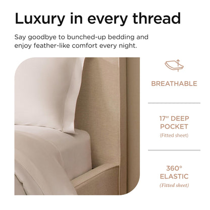 Threadmill Supima Cotton Sheets Queen | 656 Thread Count Queen Sheets for Queen Mattress | 4 Piece Luxury Bed Sheet | Sateen Weave Hotel Quality Sheet with Elasticized Deep Pocket| White Sheet
