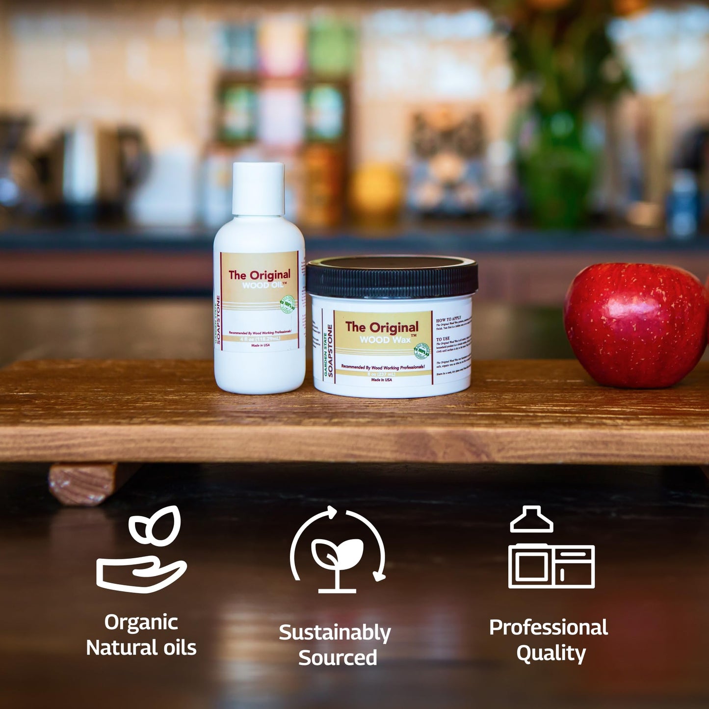 GARDEN STATE SOAPSTONE The Original Wood Oil | Food-Safe Natural Oil for Butcher Blocks & Wood Surfaces – Nourishes, Protects & Enhances Finish (4oz)