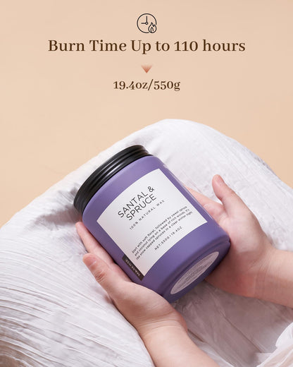 M&SENSE Santal Spruce Coconut Soy Candles for Home Scented, 19.4oz 110 Hour Slow Burning Large Candle Gift for Stress Relief, Meditation, Relaxing SPA, Best Smelling Christmas Gifts