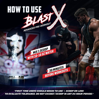 Blast X Advanced Pre Workout Powder, Intense Energy Booster Preworkout for Men & Women, Natural Caffeine + ZumXR®, Beta Alanine, Citrafuze™, L-Citrulline & Taurine for Strength, Focus & Endurance