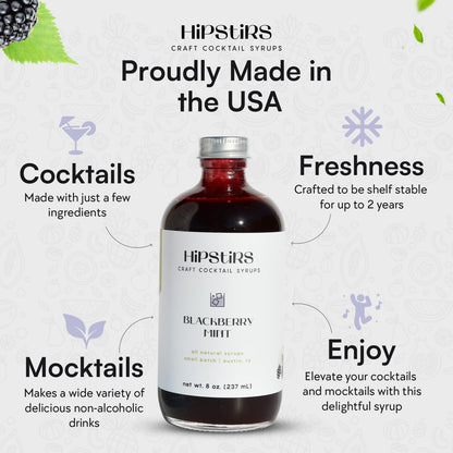 HipStirs Blackberry Mint Syrup for Cocktails - Real Ingredients Make our Blackberry Syrup for Drinks Perfect for a Sangria Mix (8 Fl Oz)