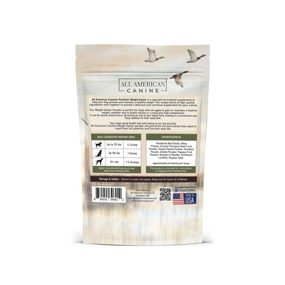All American Canine Dog Weight Gainer – High Calorie Dog Food Supplement & Protein Powder for Rapid Weight Gain, Mass, and Recovery – Appetite Stimulant – 60 Servings