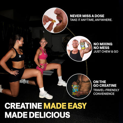 WILD GAINZ Creatine Monohydrate Gummies 5g - Made in USA - Pre Workout Creatine Chews for Women & Men, Vegan Creatine Gummy Candy, Chewable Nutritional Supplements, NSF Certified (Lemon, 150 Count)