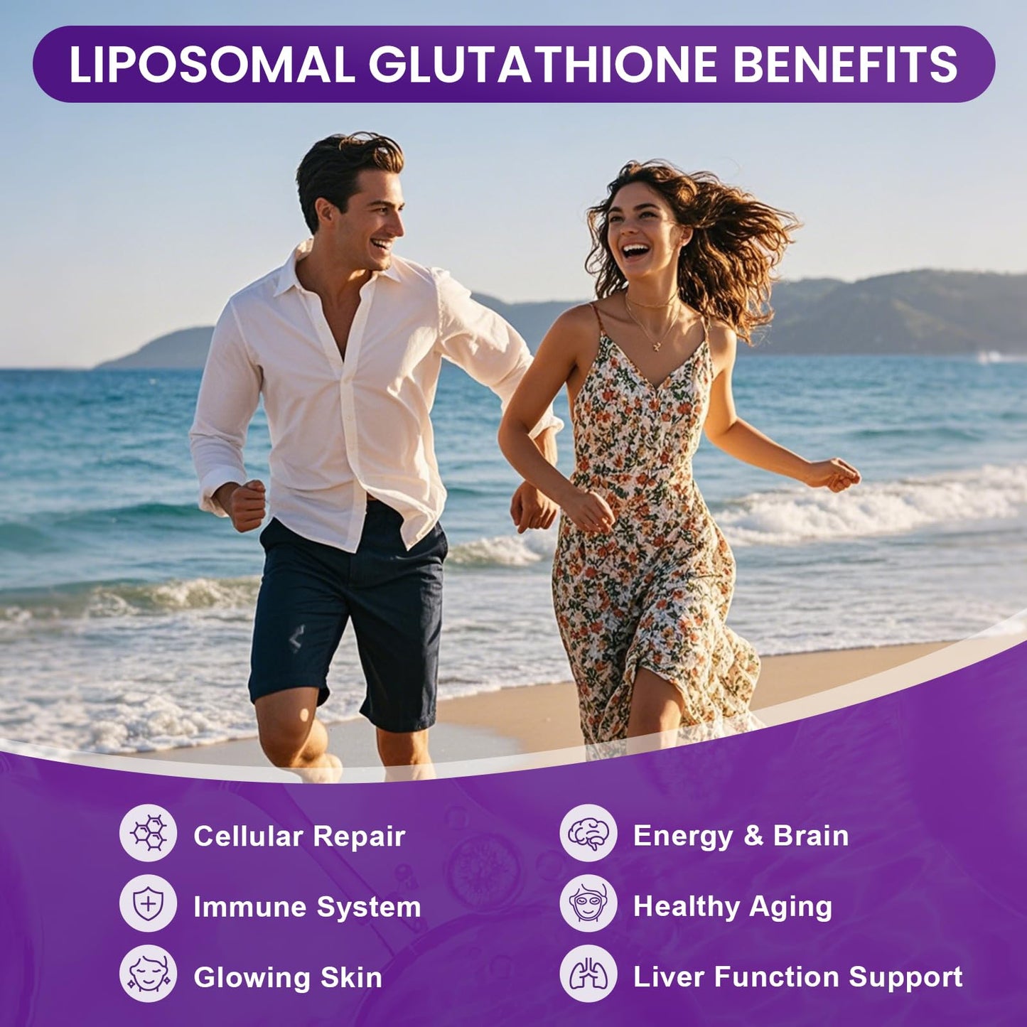 MEGNETA Liposomal Glutathione Supplement – 500mg Glutathione with PQQ, CoQ10 & Vitamin C – High Absorption Antioxidant for Immune & Energy Support – Grape Flavor, 30 Pouch