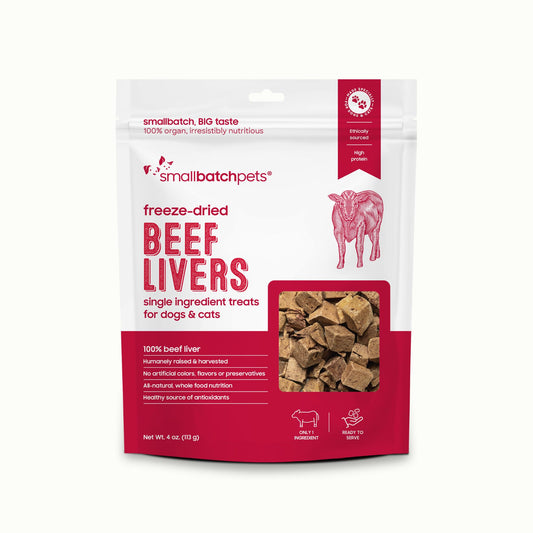 smallbatch Freeze Dried Dog Treats, Beef Liver Treats for Dogs & Cats, High Protein, Single Ingredient Dog Treat for Training or Food Topper, Natural, Humanely Sourced Meat, Made in The USA, 4 oz