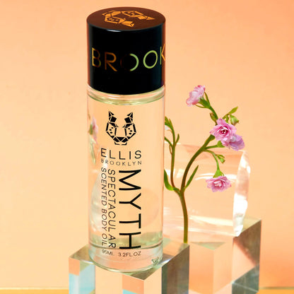 Ellis Brooklyn Myth Body Oil - Scented Body Oils for Women, Fragrance Body Oil for Women, Bergamot & Jasmine, Cedarwood Musk Oil, 3.2 Fl Oz