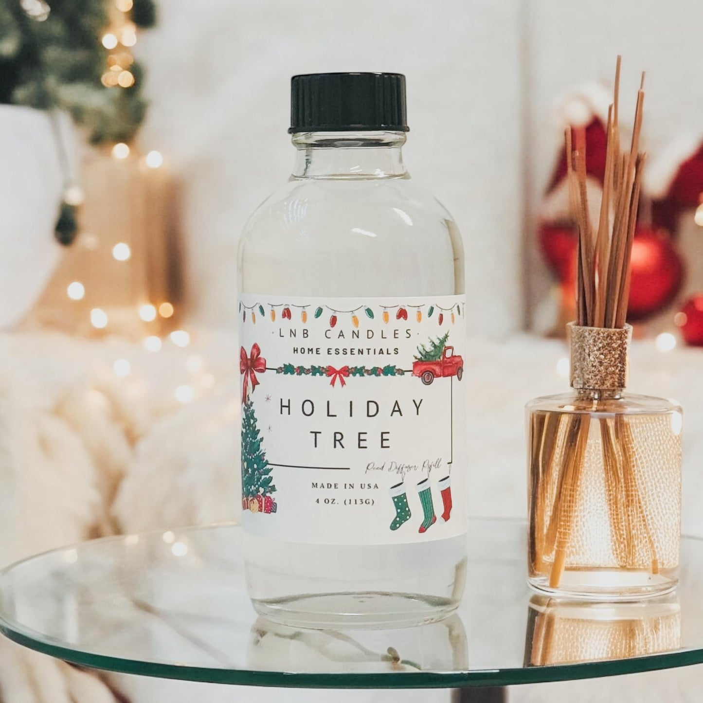 Holiday Tree Fraser Fir Balsam Tree Scented Scent Reed & Electric Diffuser Refill, Essential Oils, Made in USA Clean Ingredients Fall Christmas Holiday Vegan Non Toxic PhthalateParaben Free Home Decor