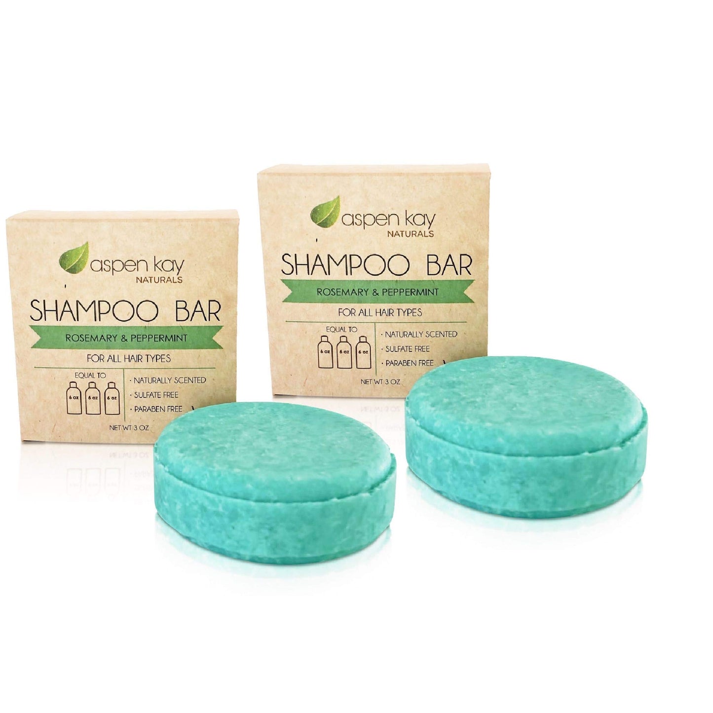 Aspen Kay Naturals Peppermint & Rosemary Shampoo Bar for Thinning Hair - Volumizing & Strengthening Argan Oil Shampoo for All Hair Types, Paraben & Sulfate Free, Made in USA - (2 pack)