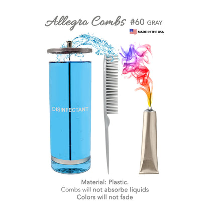 Allegro Combs 60 Parting Three Row Combs Salon Hairstylist Hairdresser Detangle Combs For Natural Hair And Wigs For Curly Hair Made In The Usa 2 Pcs. (Grey)