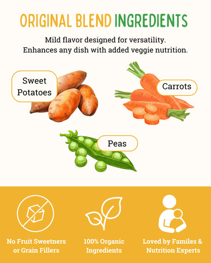 EasyPeasie Organic Veggie Powder Blends for Kids and Picky Eaters | Natural Vegetable Powder Supplement for Meals and Smoothies (Original 5oz Pouch)