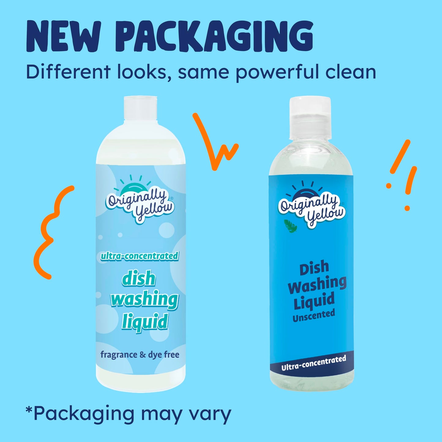 Originally Yellow USA Made Unscented Natural Dish Soap | Hypoallergenic Soap Great For Sensitive Skin as well as Pet & Baby Safe | Bulk 3 Pack