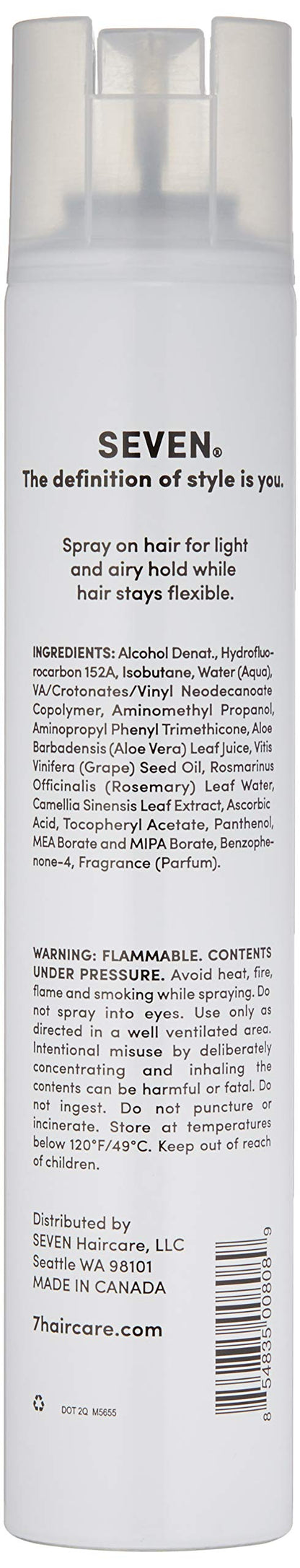 SEVEN Cubica Working Hairspray for Women, Heat Protectant Spray for Fine Hair, Flexible Hold, Anti-Frizz, Lightweight Heat Protection Spray for Hair Styling, Aloe Vera & Green Tea, Made in USA, 11.2oz