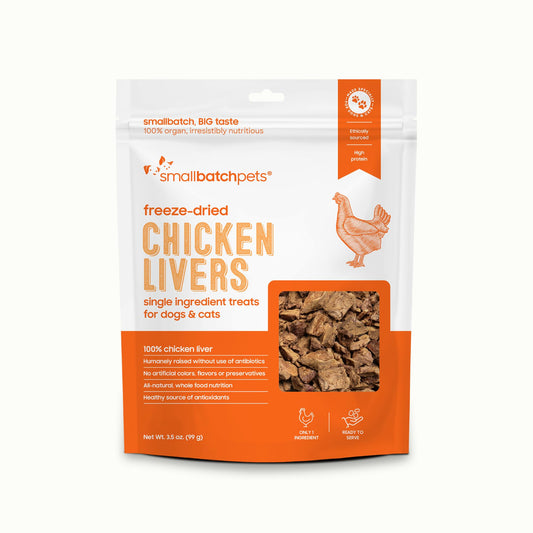smallbatch Freeze Dried Dog Treats, Chicken Liver Treats for Dogs & Cats, High Protein, Single Ingredient Dog Treat for Training or Food Topper, Natural, Humanely Sourced Meat, Made in the USA, 3.5 oz