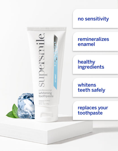 Supersmile Icy Mint Fluoride-Free – Whitening Toothpaste for Visibly Brighter Teeth – Whitens Up to 6 Shades, 8 oz