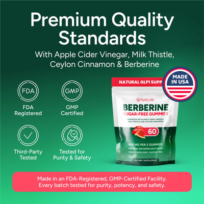 GLP1 Support for Weight Loss - Sugar-Free Berberine Complex Gummies w Ceylon Cinnamon, Milk Thistle, ACV [AMPK Metabolic Activator] Berberine Supplement for Appetite Control, Carb Blocker & Fat Burn