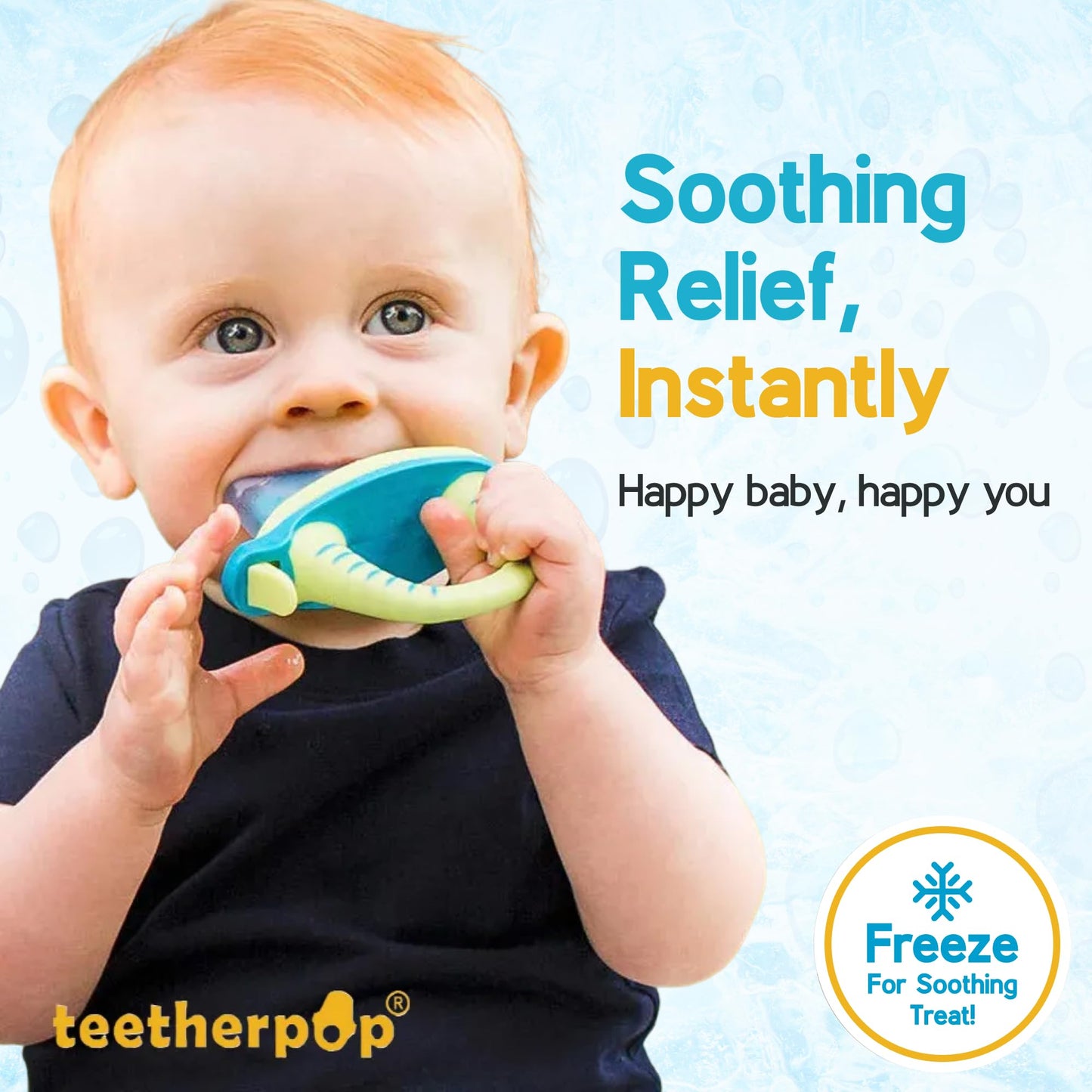Teetherpop Fillable Freezable Teethers for Babies - Breastmilk Teether with Spill-Proof Sippy Slits – Teething Popsicle for Baby, Liquids & Purées, Cooling Teething Relief Feeder Pacifier - Blue Set