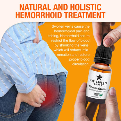 The Goodbye Company Hemorrhoid Treatment – Natural Vegan Hemorrhoid Healing Serum – Fast Relief & Shrinking Formula – Made in USA (15mL)