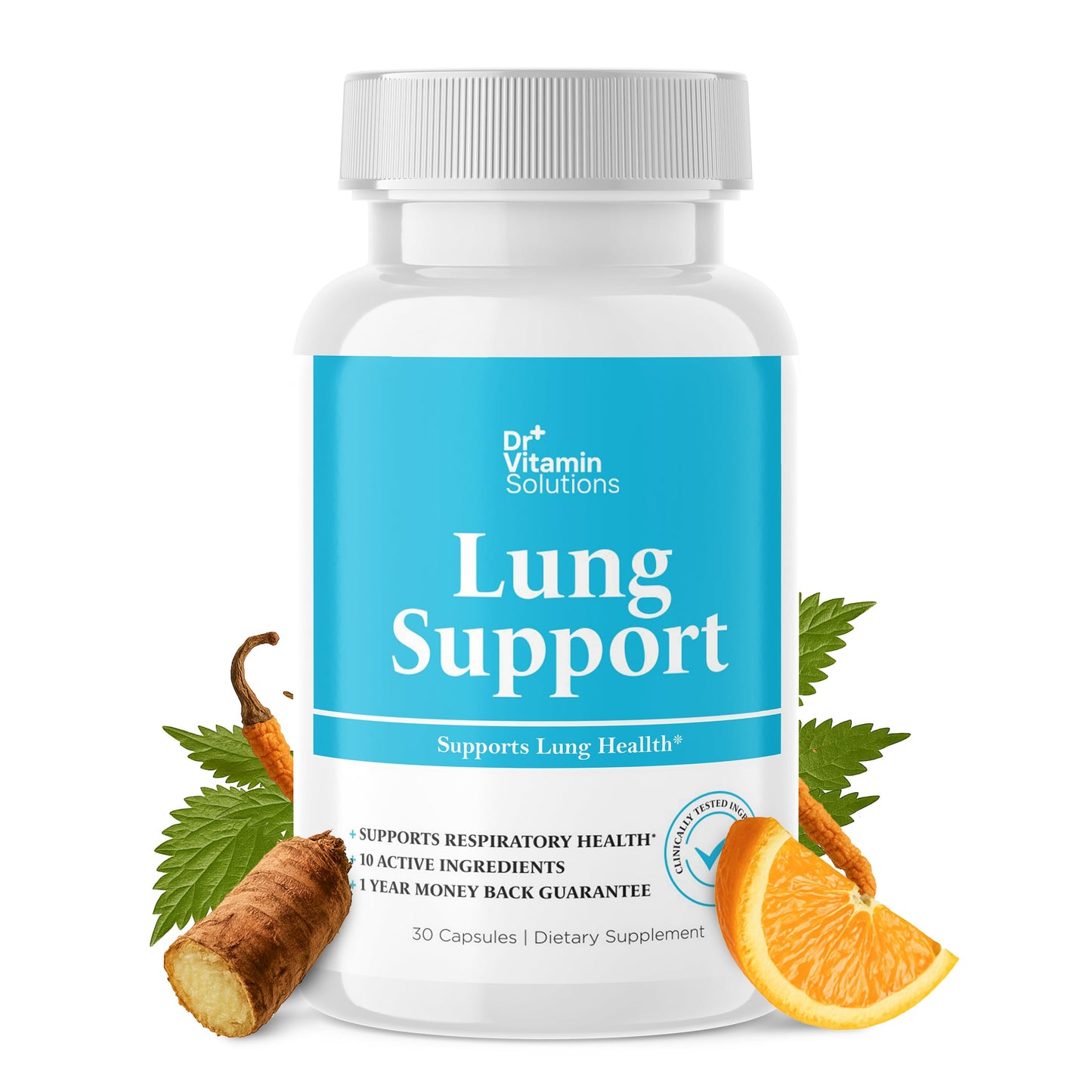 DR VITAMIN SOLUTIONS Lung Detox Supplement for Men & Women - 10-in-1 Blend w/Vitamin C & Butterbur Root - Supports Lung Health & Respiratory Function - Improves Breathing, Oxygen Flow - 30 Vegan Caps