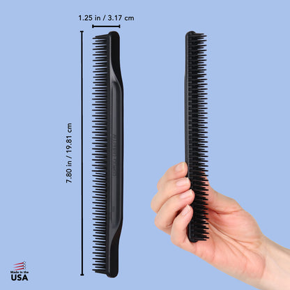 Allegro Combs 3-Row Detangling Comb #70 for Women's Curly Hair, Curl Defining, Wide Tooth, Made in USA, 1 Piece (Black)