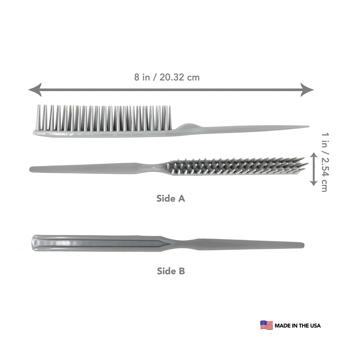 Allegro Combs 60 Parting Three Row Combs Salon Hairstylist Hairdresser Detangle Combs For Natural Hair And Wigs For Curly Hair Made In The Usa 2 Pcs. (Grey)