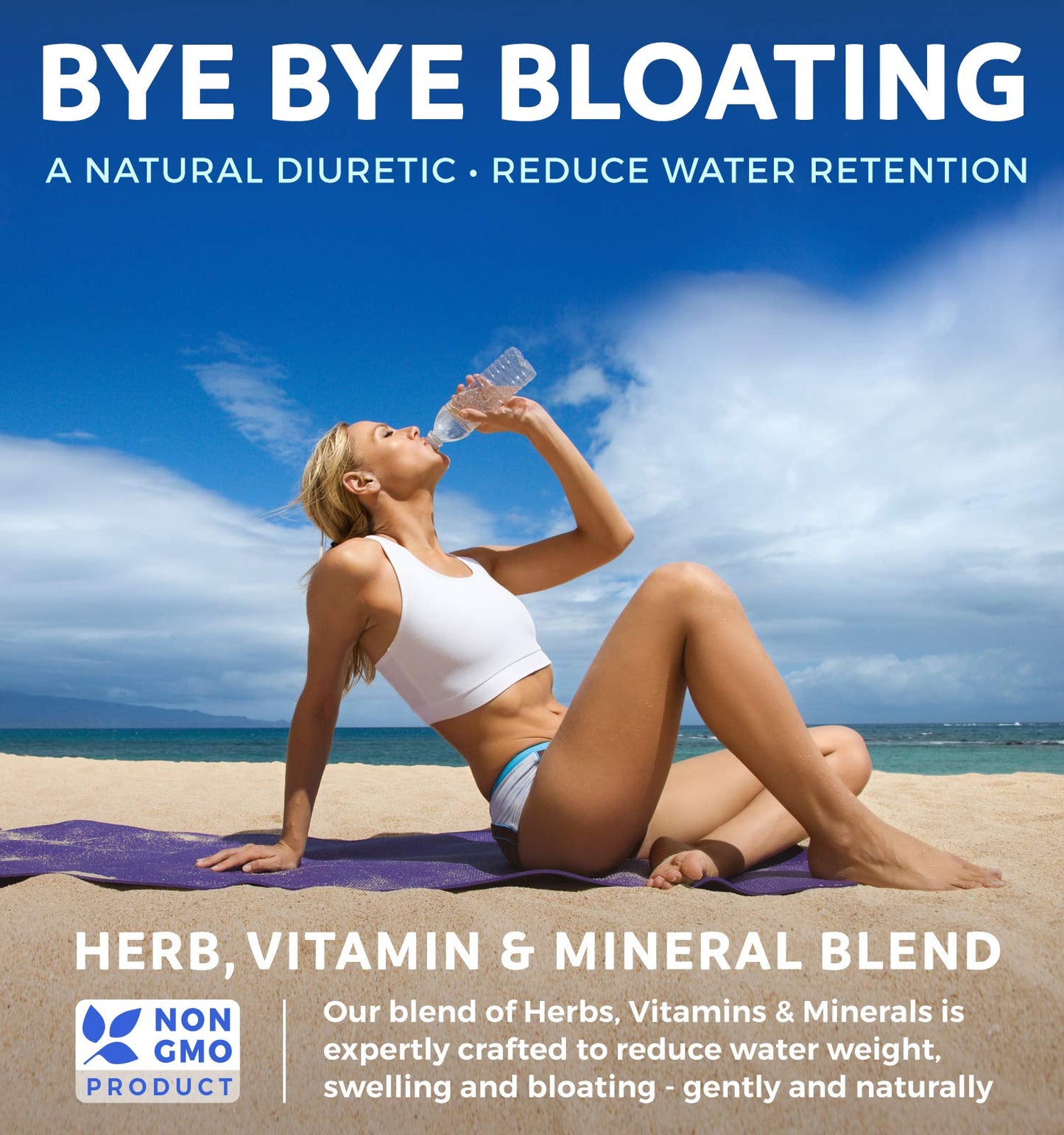 Natural Diuretic Water Pills (2 Month Supply) Relief from Bloating, Swelling, Water Retention, Water Weight Loss - Dandelion, Potassium, & Green Tea Herbal Supplement - for Women & Men - 60 Capsules