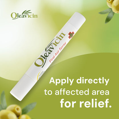 Oleavicin First Aid Spray & Bug Bite Relief - 1 Pack – Organic Olive Leaf Extract | Fast-Acting Relief for Minor Skin Irritations, Bug Bites & Burns | Natural & Clinically Proven | 0.17 oz (5ml)