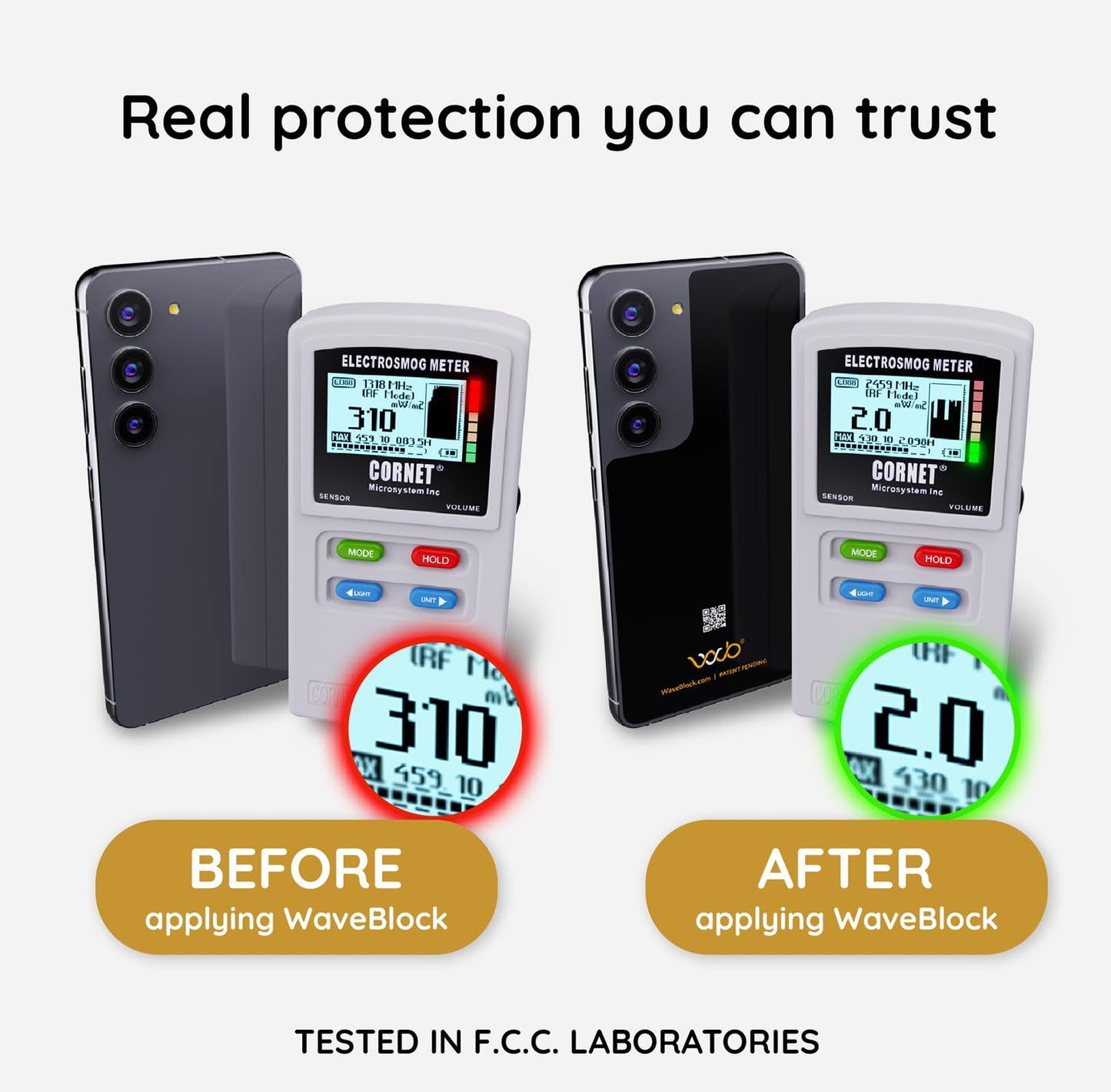 WAVEBLOCK Protection Sticker for Samsung Galaxy S23, Harm Blocker for Smartphone, 5G Shield Reduction, Fits Beneath Case, Tested in FCC Certified Lab