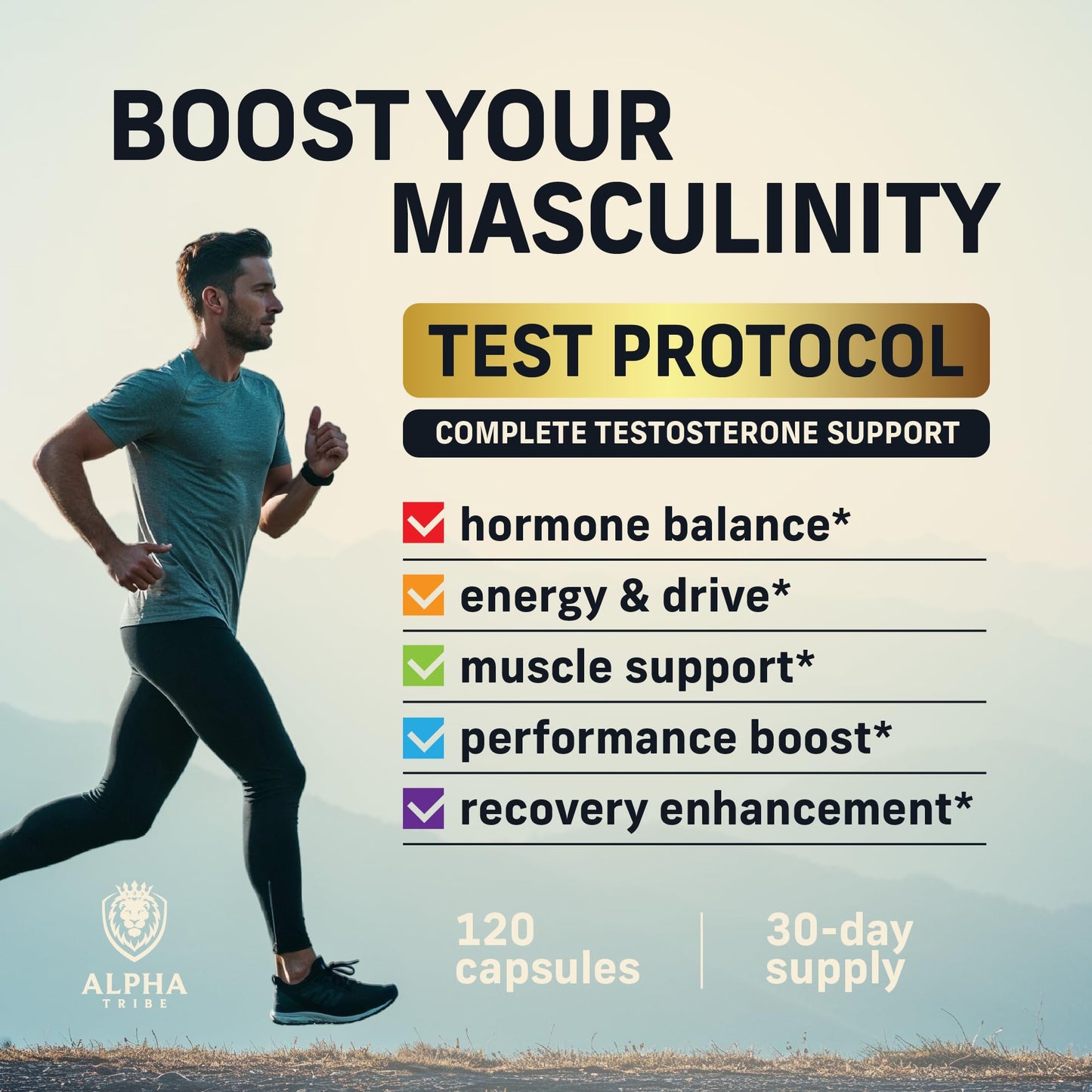 Alpha Tribe Test Protocol - Elite Natural Testosterone for Men | Testosterone Supplement for Men with Ashwagandha & Tongkat Ali | Muscle Growth, Libido, Stamina & Strength Support