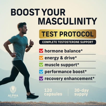Alpha Tribe Test Protocol - Elite Natural Testosterone for Men | Testosterone Supplement for Men with Ashwagandha & Tongkat Ali | Muscle Growth, Libido, Stamina & Strength Support