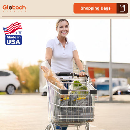 Glotoch 1000 Count Plastic T-shirt Bags Grey, 11.5" x 6.5" x 21" White Grocery Bags with Handles for Restaurant, Retail, Grocery Store, Takeout, Convenience Stores, Shopping Bag in Bulk