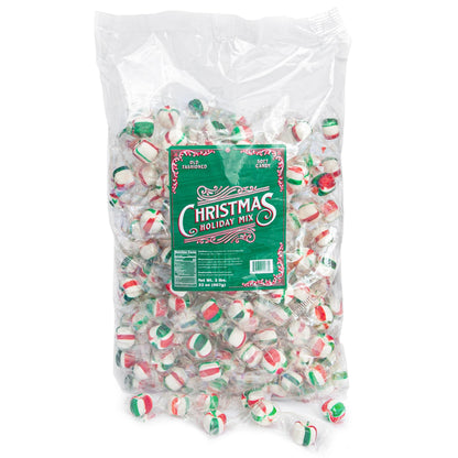 Stewart - Red & Green Striped Soft Peppermint Puffs, Festive Peppermint Candy | Not Just for Christmas | Individually Wrapped Candy Bulk Pack [2lb Bag] - Perfect for Bowls - Made in USA