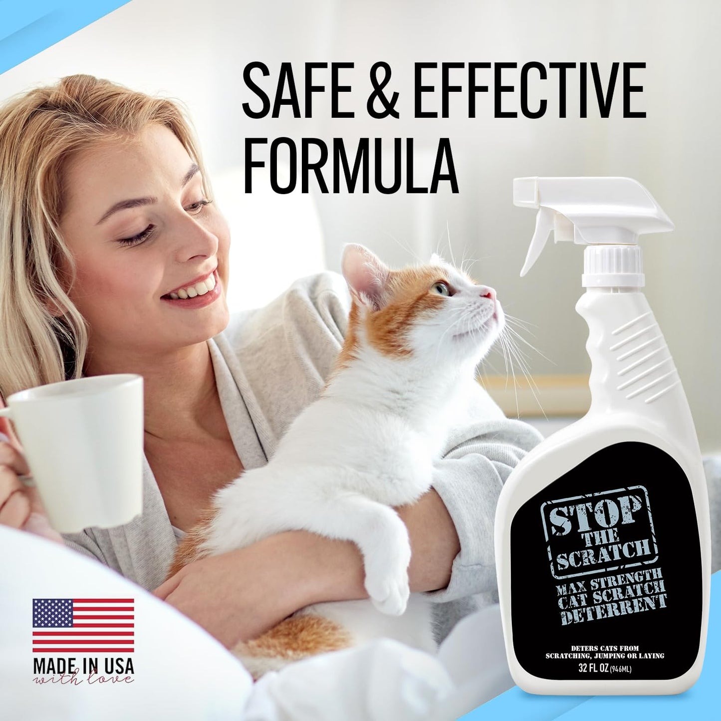 Emmy's Best EBPP Stop The Scratch Cat Spray Deterrent for Kittens and Cats 32oz - Non-Toxic, Safe for Plants, Furniture, Floors and More Cat Deterrent Spray with Rosemary Oil