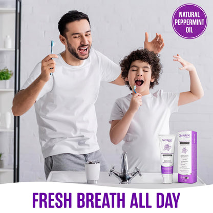 SprinJene Natural Fluoride Free Toothpaste for Sensitive Teeth & Gums – Patented Toothpaste with Black Seed Oil & Zinc – Vegan Dry Mouth Prevention for Fresh Breath – Made in The USA (2 Pack)