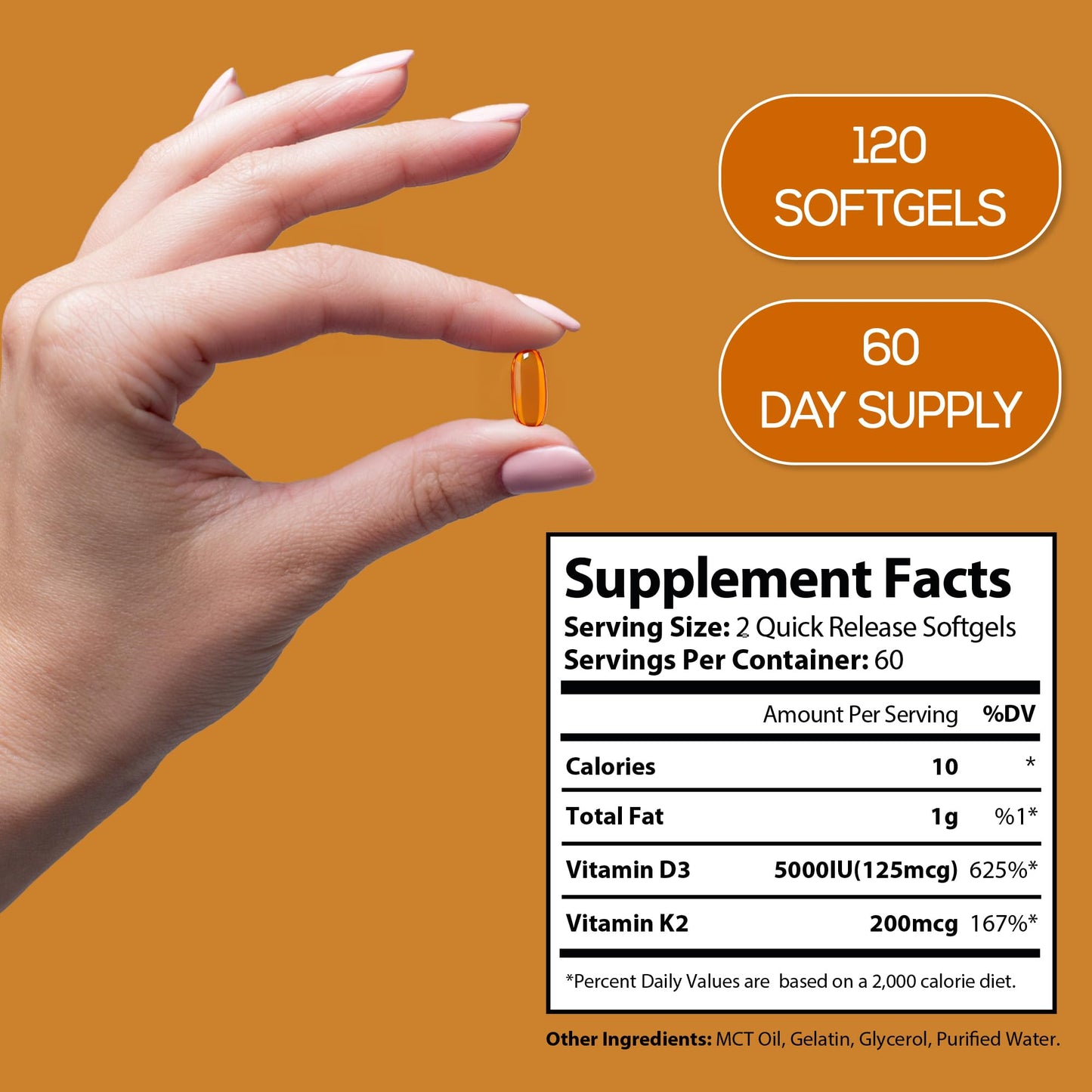 HARMONIFY Vitamin D3 K2 400 mcg120 Softgels, Immune Support, Non-GMO Supplement, Proudly USA Company