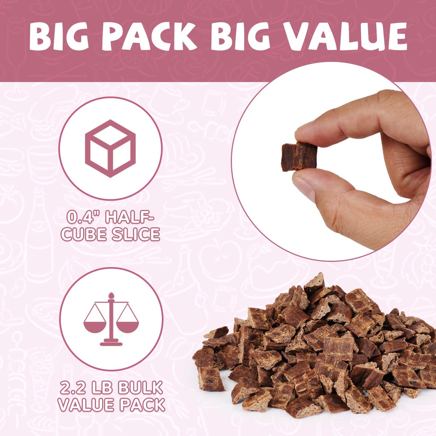 PAWUP Beef Lung Jerky Dog Treats, 2.2 LB Bulk Value Pack, Made in USA, High Protein Dog Snacks, Bite-Sized Training Treats, No Artificial Preservatives