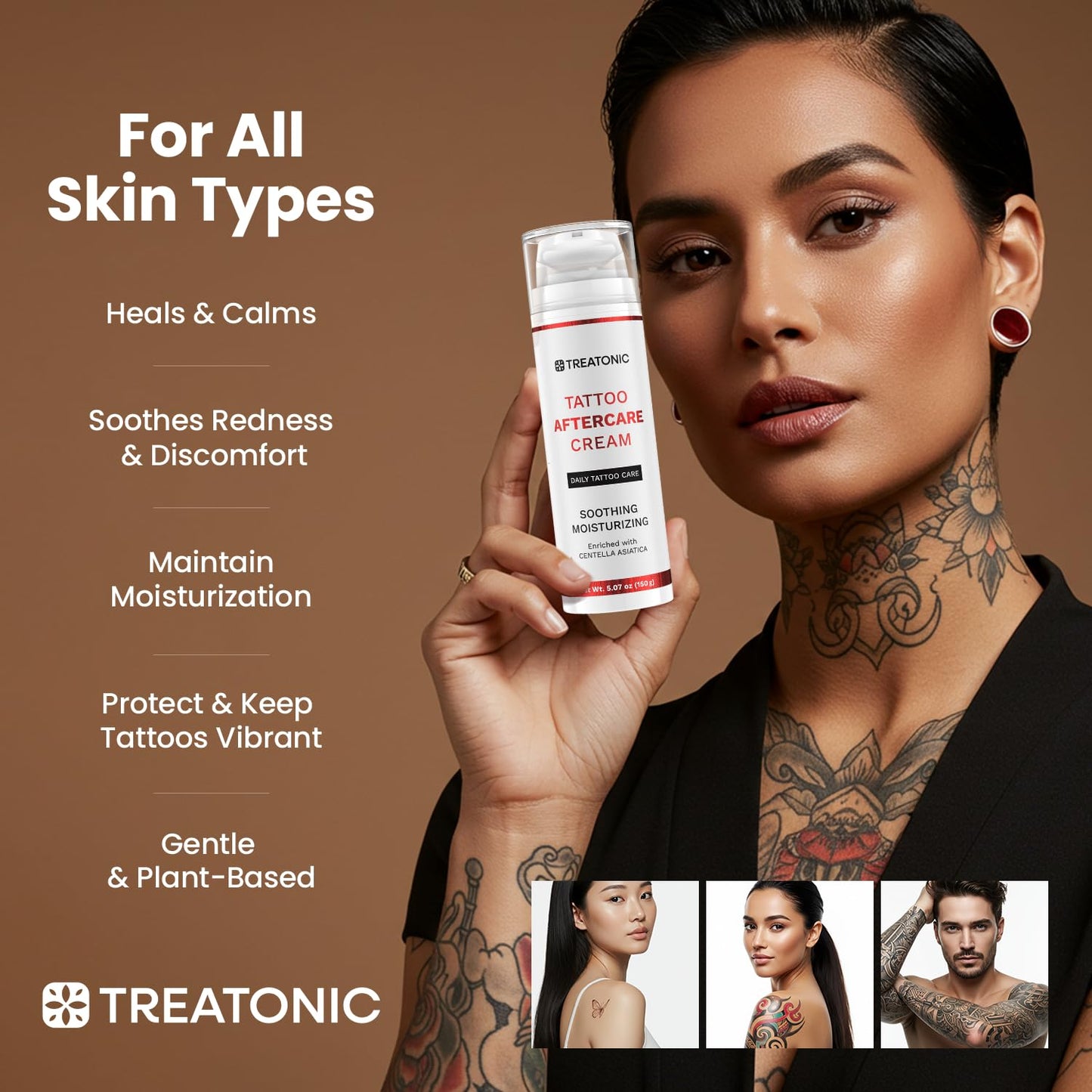 Tattoo Aftercare Cream for Soothing & Moisturizing: Healing & Soothing Aftercare Lotion for Microneedling, Microblading & Piercing - Tattoo Skin Care for New & Old Tattoos - 5 oz / 150ml