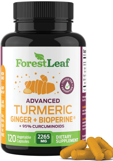 Turmeric Supplement Extra Strength 2265mg - Turmeric Curcumin Supplement w/BioPerine Black Pepper - Tumeric and Ginger Supplements, 95% Curcuminoids, Supports Immune & Joint Health, 120 Caps