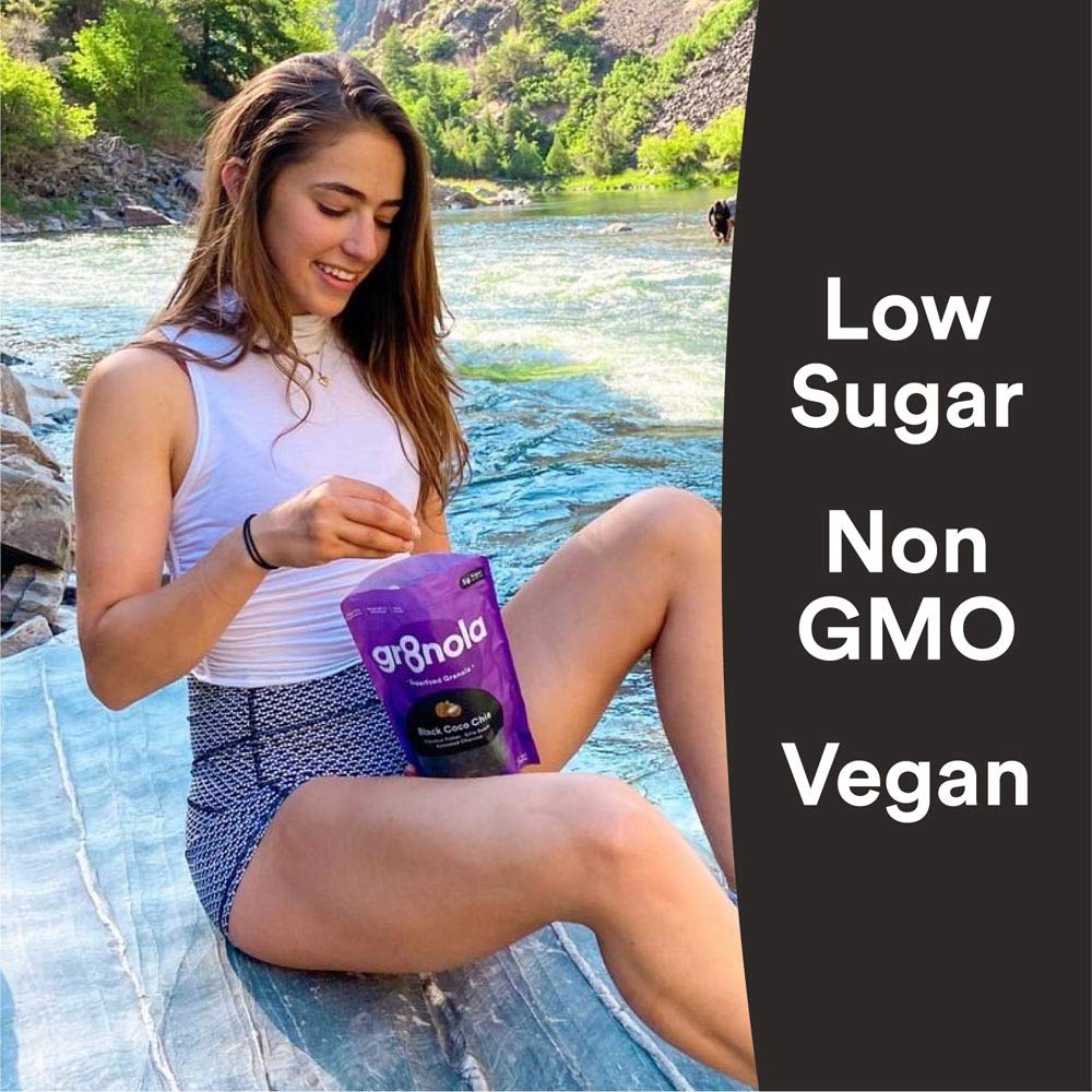 gr8nola BLACK COCO (CHARCOAL) CHIA - Healthy, Low Sugar, Vegan Granola Cereal - Made with Superfoods Chia Seeds and Activated Charcoal, Soy Free, Dairy Free and No Refined Sugar - 10oz Resealable Bag