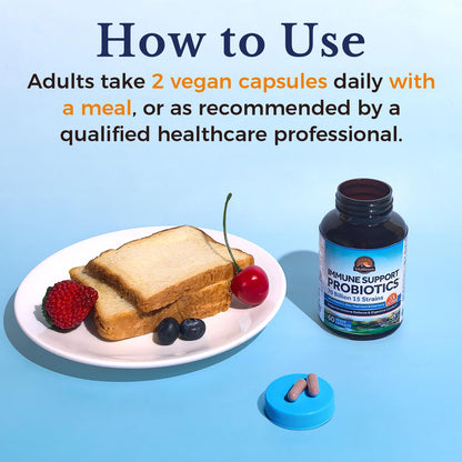 Vitalitown Probiotics 70 Billion CFU, Immune Support Probiotics Supplement, 15 Clinical-Strength Strains, with Vitamin C, Zinc, Elderberry & Echinacea, Digestive Health, 60 Vegan Capsules, Non-GMO