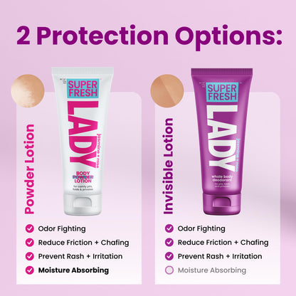 Super Fresh Lady Whole Body Deodorant for Women Aluminum Free Powder Lotion for Privates Body and Skin Folds Controls Odor and Keeps You Fresh Jasmine Rose Scented Feminine Hygiene Care 4 oz Tube