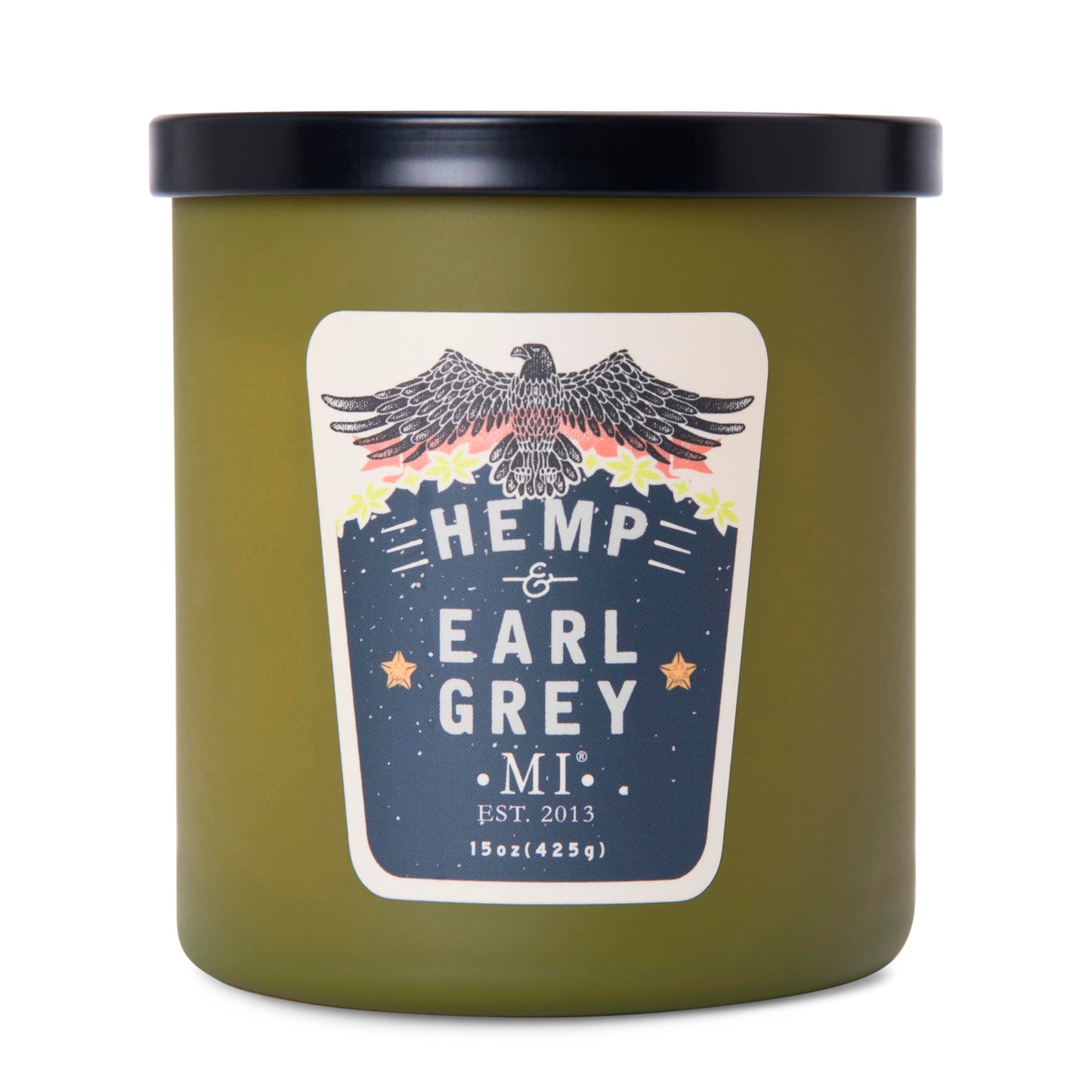 Manly Indulgence Hemp & Earl Grey Scented Candles for Men, 2 Wick, 15 oz Premium Soy Blend Wax, 60H Burn, Candles for Home Scented – Made in The USA