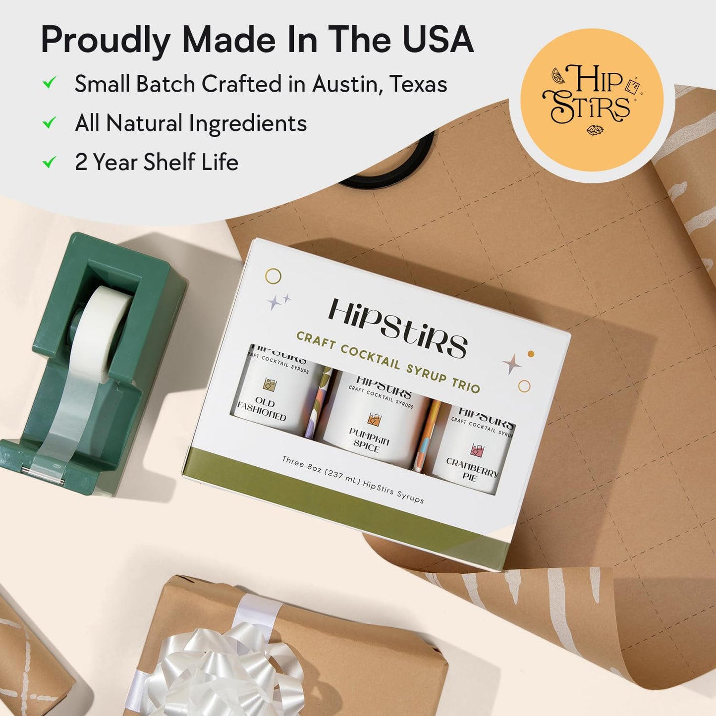 HipStirs Holiday Trio Pack - Our Cocktail Mixers Variety Pack Contains our Delicious Pumpkin Spice Syrup, Classic Cranberry Pie Syrup & Timeless Old Fashioned Drink Mix (8 Fl Oz)