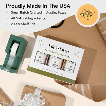 HipStirs Holiday Trio Pack - Our Cocktail Mixers Variety Pack Contains our Delicious Pumpkin Spice Syrup, Classic Cranberry Pie Syrup & Timeless Old Fashioned Drink Mix (8 Fl Oz)